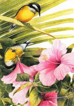 フラワーズ Painting - am167D 動物 鳥 古典的な花